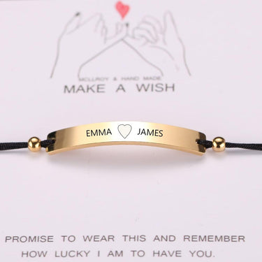Personalized Rope & Stainless Steel 'MAKE A WISH' Bracelet